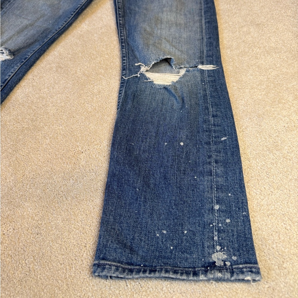 Mother Distressed Straight Leg Jeans Size 24 - Picture 4 of 12